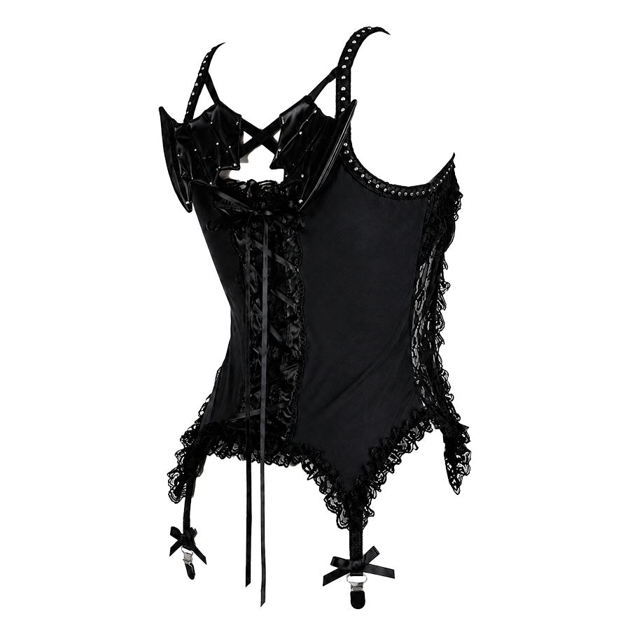 SWEET DEVIL MINI WING LACE UP CAMISOLE (BLACK)