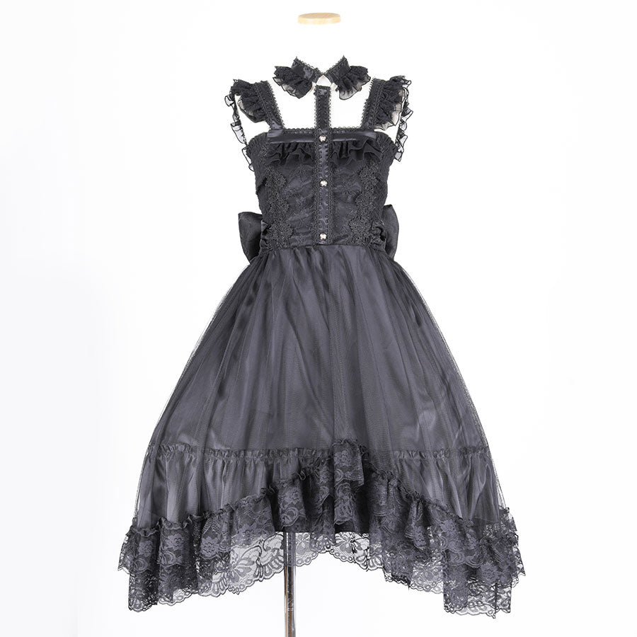 CHEST CROSS CHOKER DRESS(BLACK)