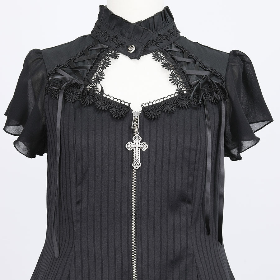 FISH TAIL SIDE LACE-UP DRESS(BLACK)