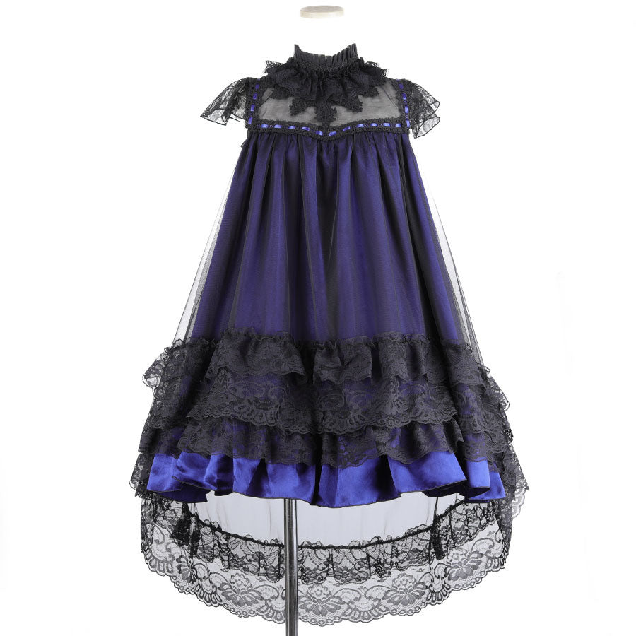 CROCHET LACE ANGEL WING DRESS (BLACK x BLUE)