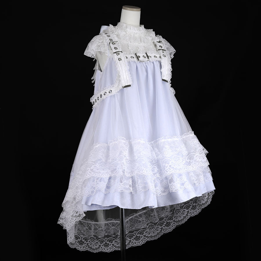 CROCHET LACE ANGEL WING DRESS (LIGHT BLUE x WHITE)