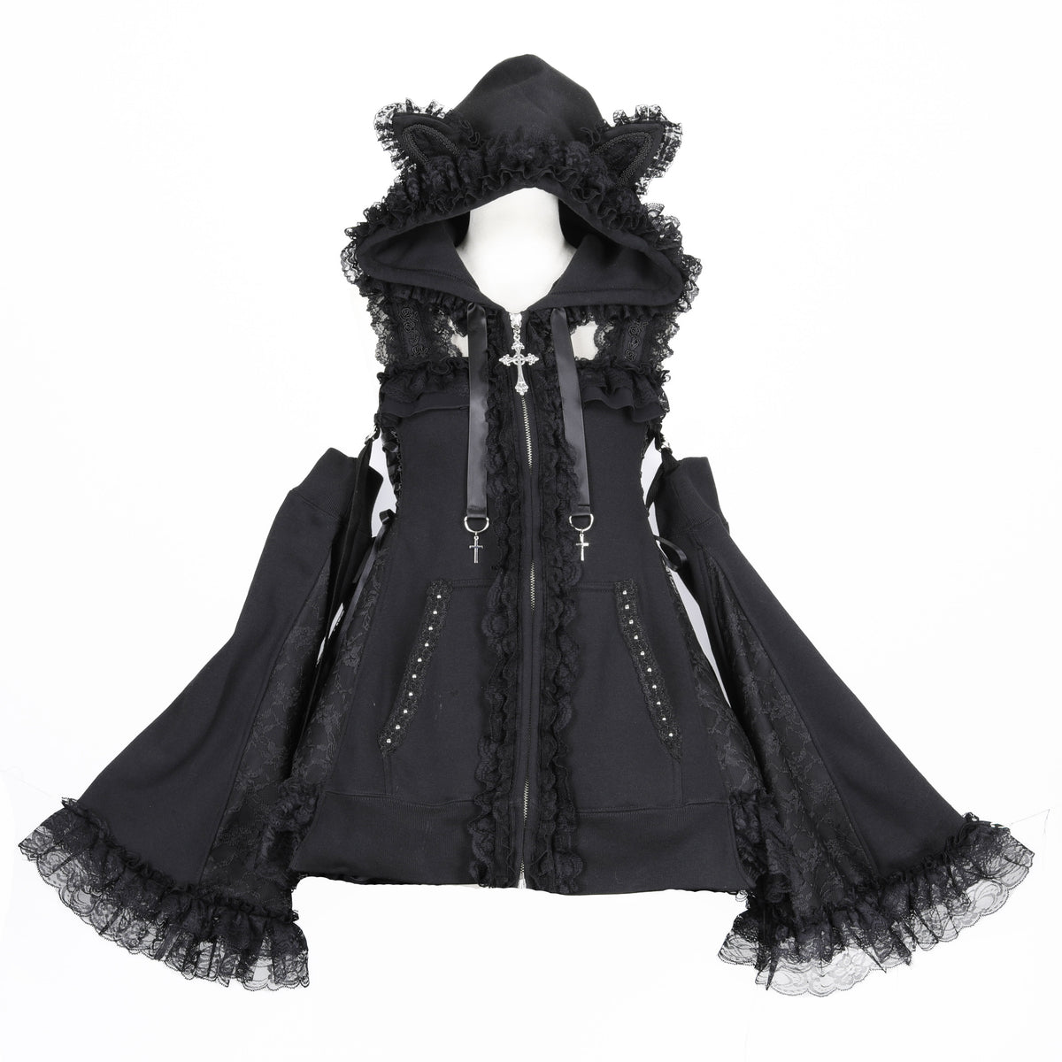 CAT EAR MINI SIDE LACE UP ONE PIECE (BLACK)