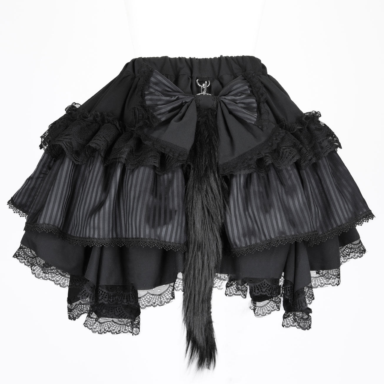 NEQ MINI CAT TAIL SKIRT (BLACK-STRIPE)