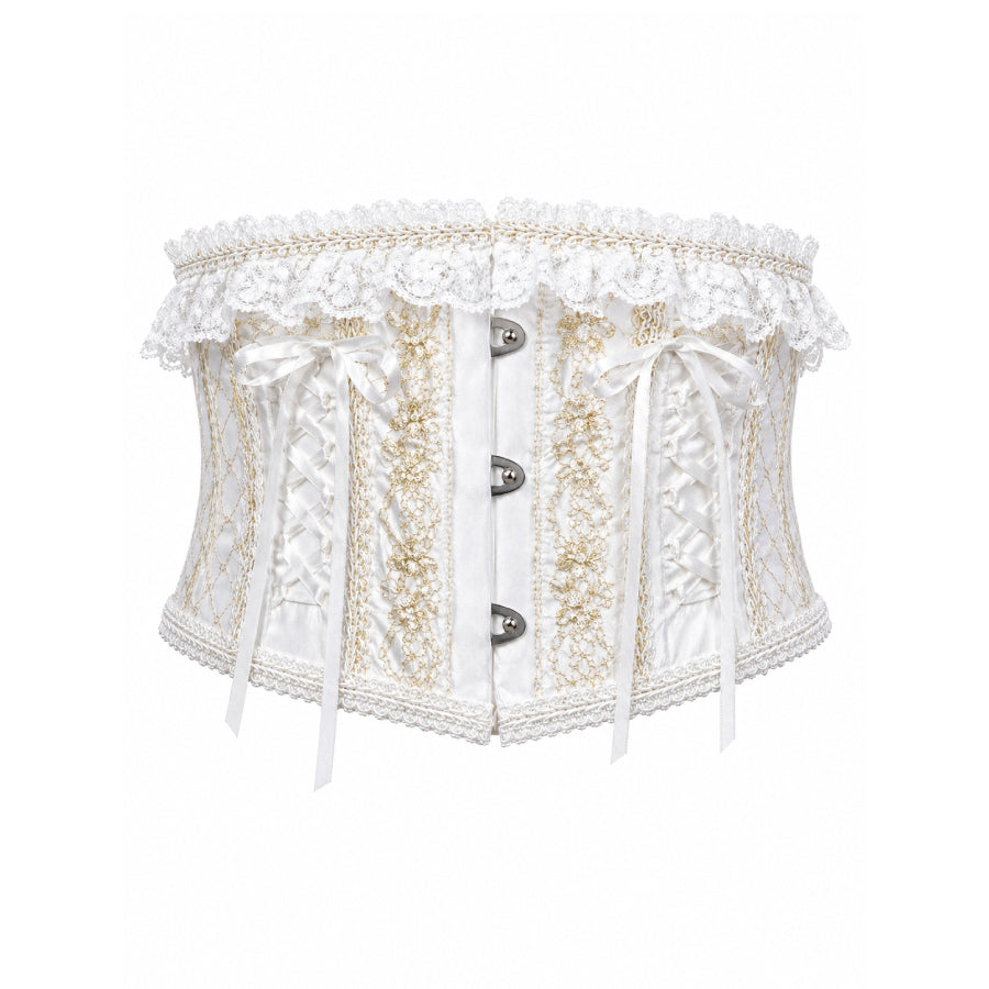 GOLD THREAD VERY SHORT CORSET (WHITE × GOLD)