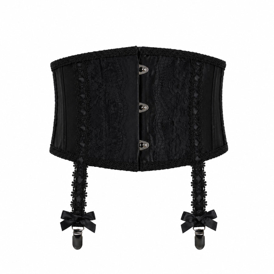 GARTER BELT-LIKE VERY SHORT CORSET (BLACK × BLACK)