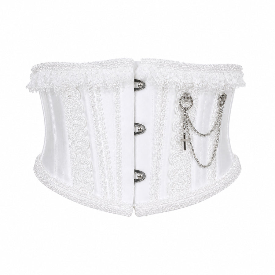 CROSS CHAIN VERY SHORT CORSET (WHITE)