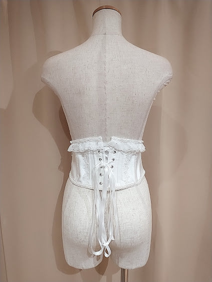LACE UP VERY SHORT CORSET(WHITE × PINK)