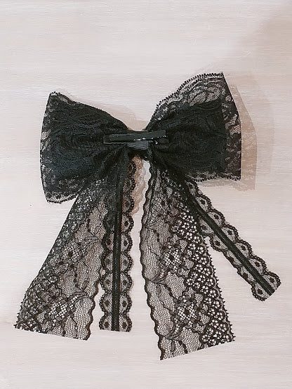 BLOOMING LITTLE ROSE RIBBON CLIP (PLAIN BLACK)