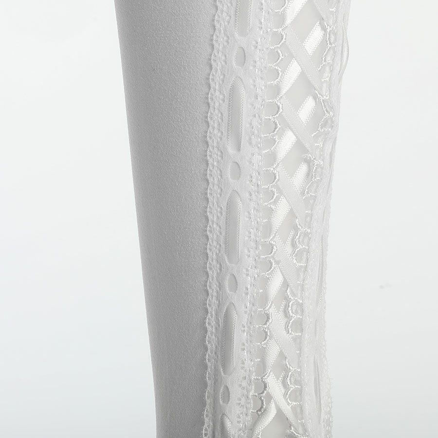 KNEE HIGH LONG LACE UP SOCKS (WHITE x WHITE)