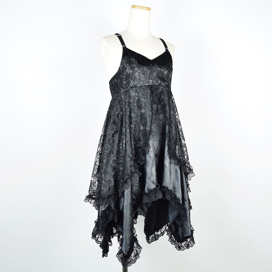 H&A印刷Babydoll哥特式连衣裙(黑色X黑色)