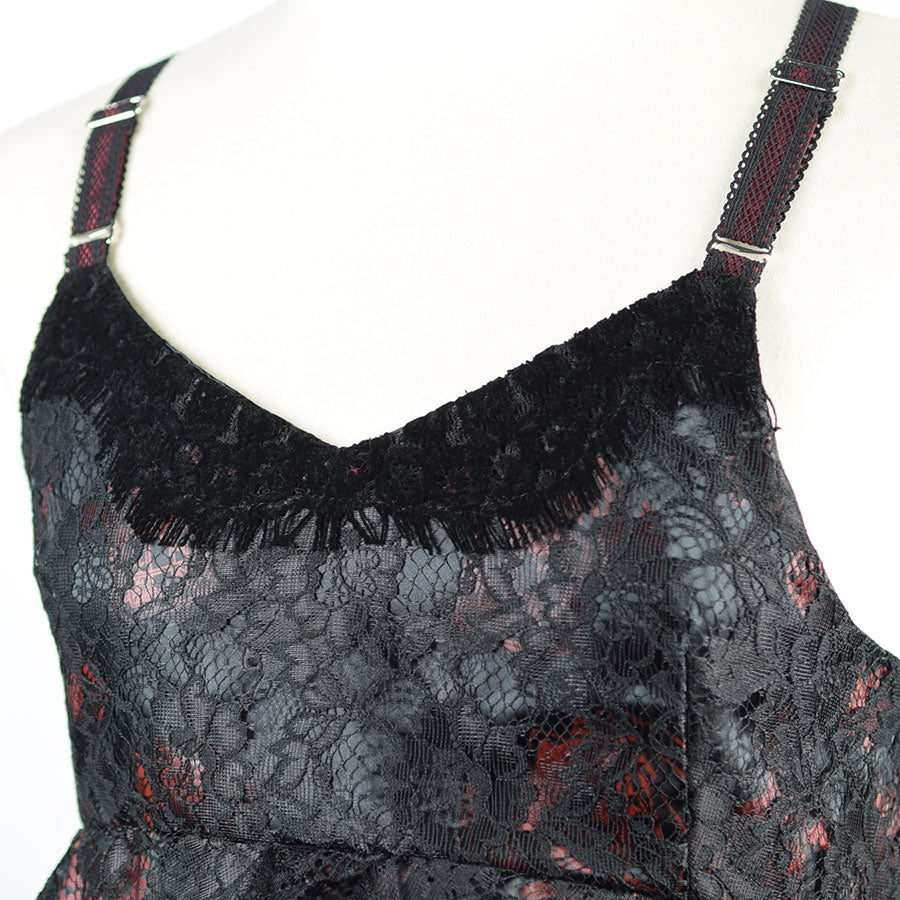 H&A印刷Babydoll哥特式连衣裙(黑色X红色)