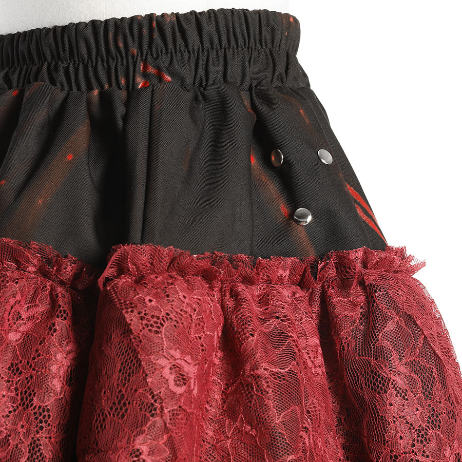 H&A迷你花边裙(黑色X红色)