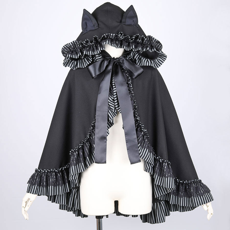 MRcloset H&A CAT LACE EARS DRESS PARKA-