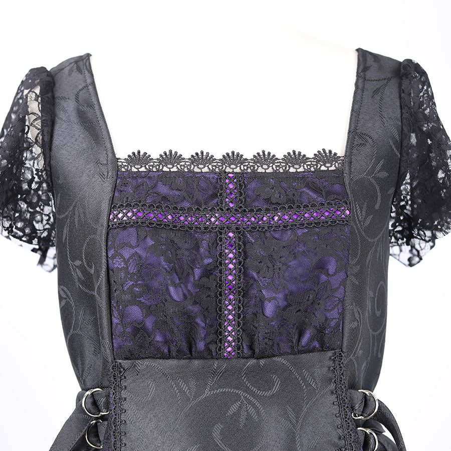 CROSS JACQUARD ONE-PIECE(BLACK x PURPLE)