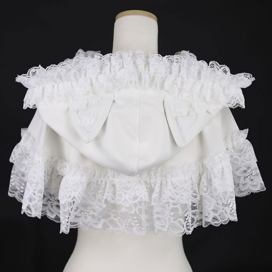 H&A迷你猫耳朵春季披肩(白色)