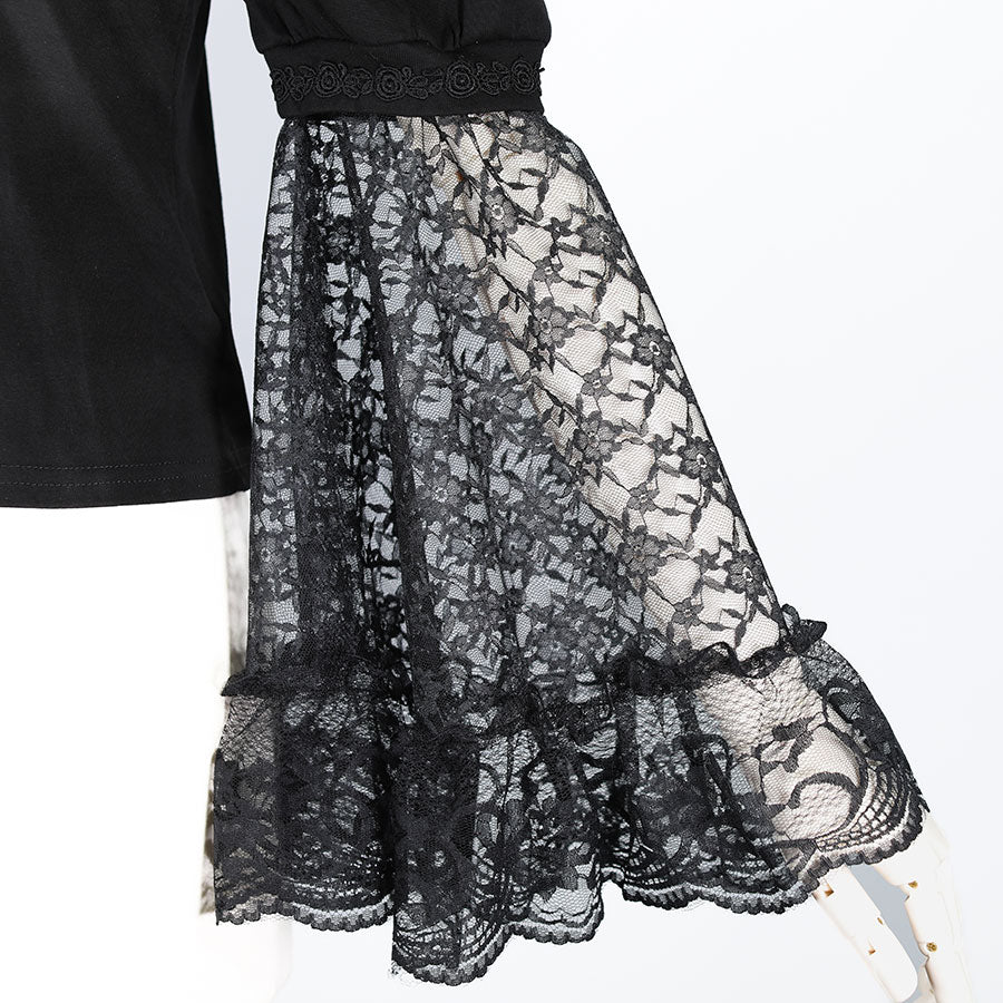 方颈王子袖子切割和缝制(黑色)