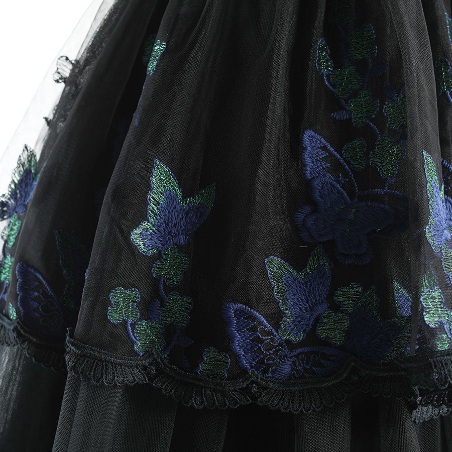 午夜蝴蝶蕾丝尾尾非常短的紧身胸衣(黑色X绿色)