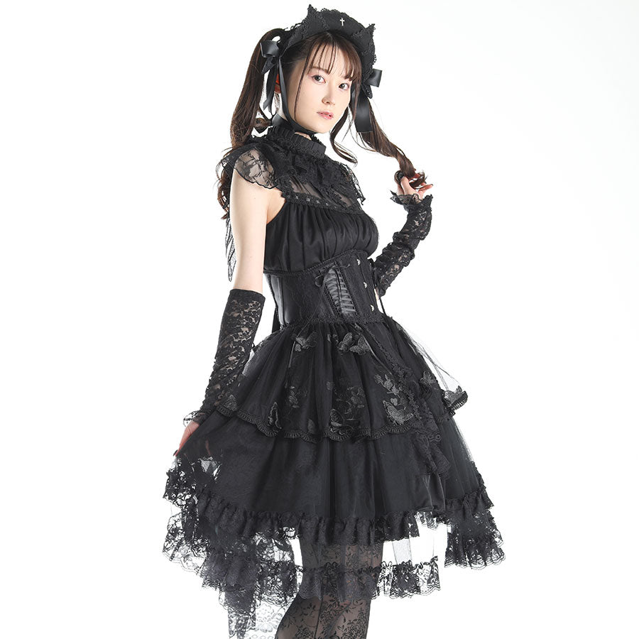 CROCHET LACE ANGEL WING DRESS (BLACK Plain ver.)