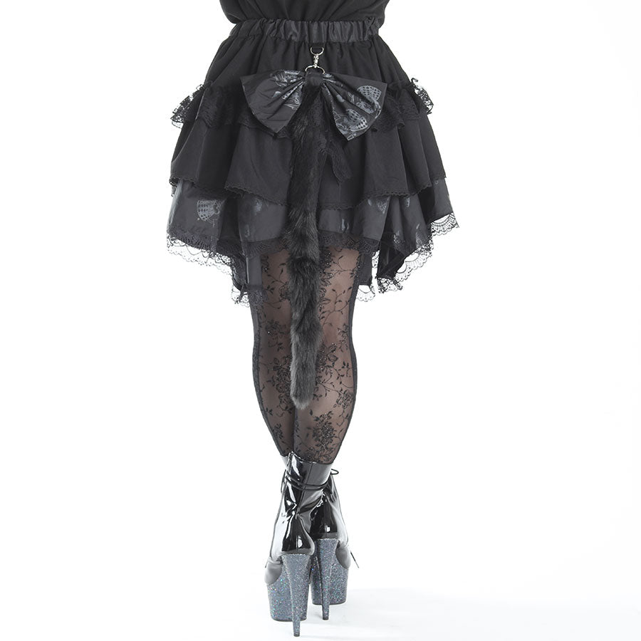 H&A猫尾丝带裙(黑色X黑色)