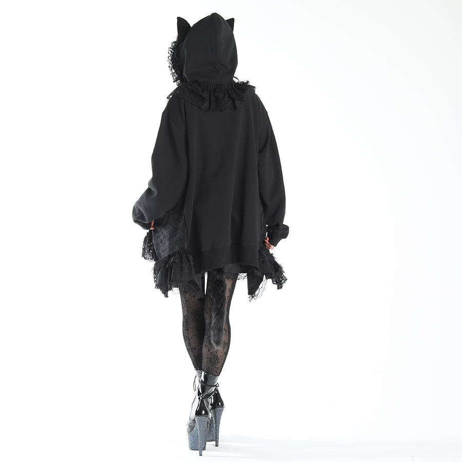 H&A猫耳朵斗篷扎皮式连衣裙PACKA B型(黑色X黑色)