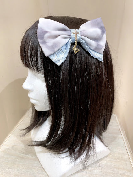 TIE DYE DYED RIBBON CLIP (BLUE)