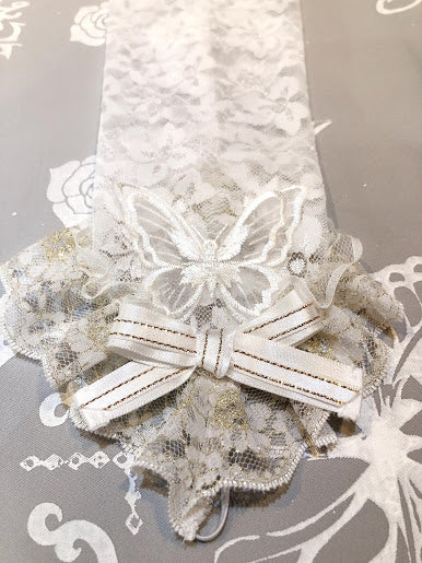 蝴蝶无指的长手套(白色)