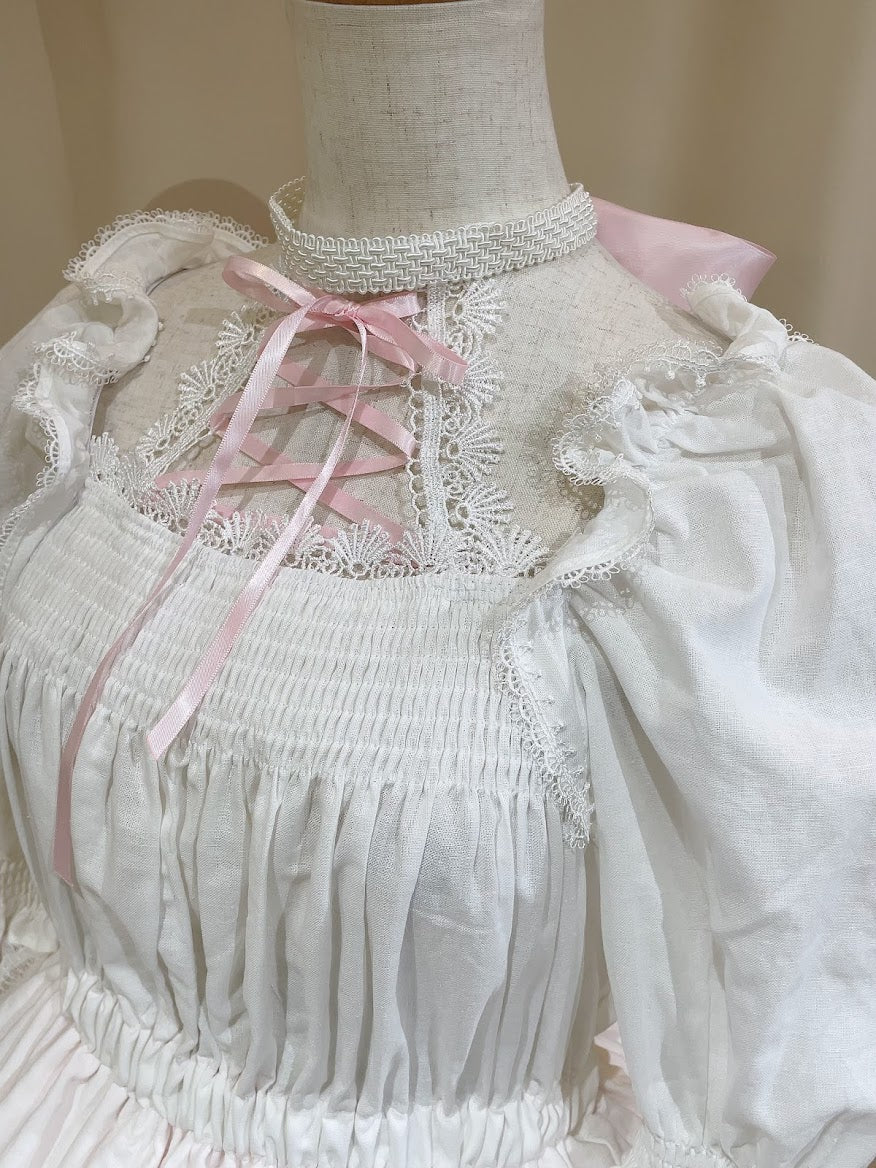 OFF-SHOULDER LACE-UP CHOKER DRESS (PINK)