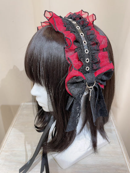 SWEET DEVIL EYELET HEAD DRESS (RED)