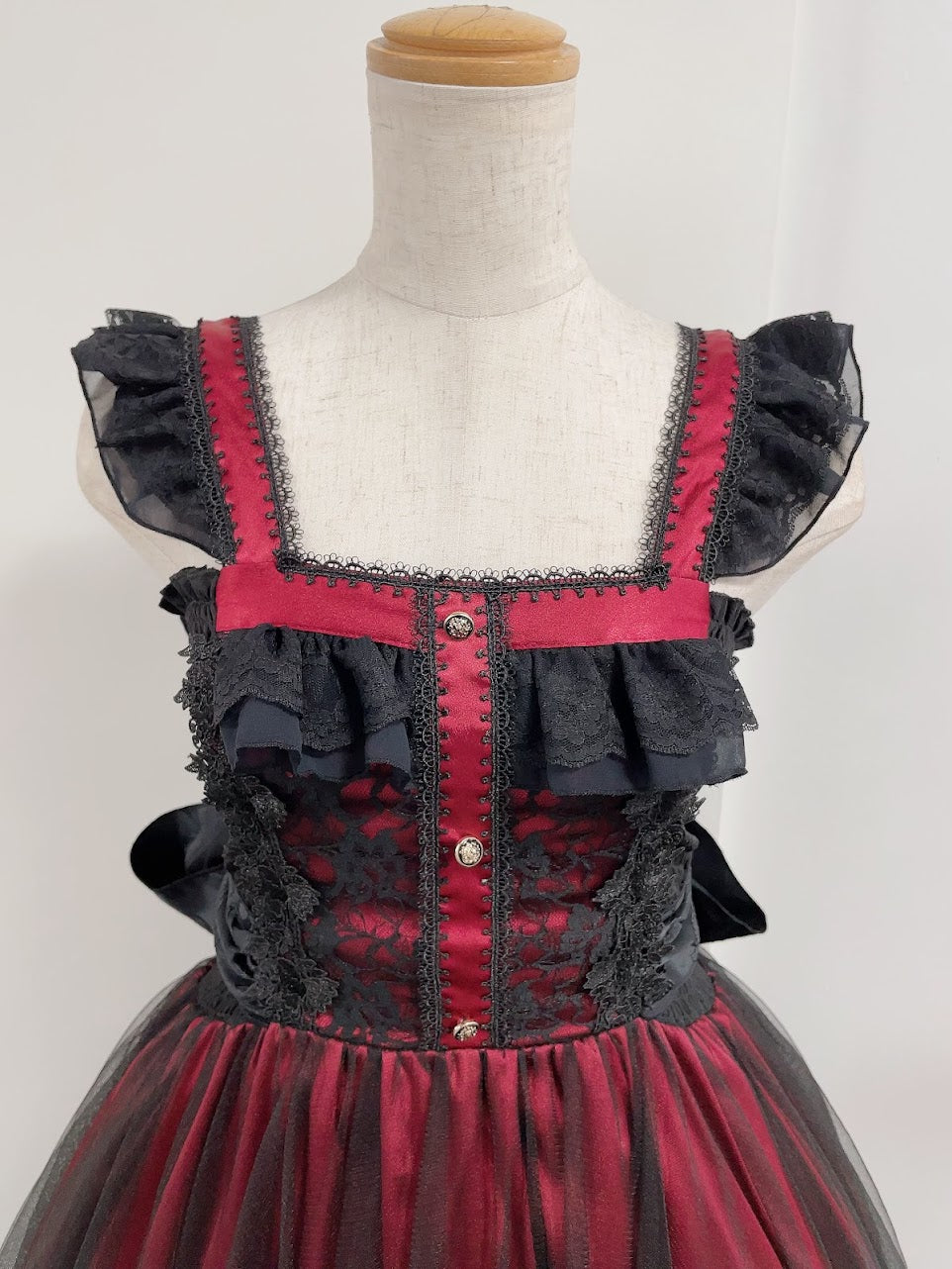 CHEST CROSS CHOKER DRESS(BLACK × RED)