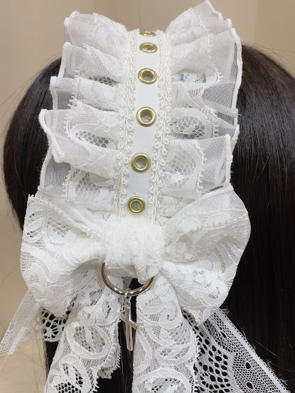 SWEET DEVIL EYELET HEAD DRESS (WHITE × GOLD)