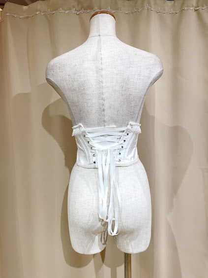 跨链非常短的紧身胸衣(白色)