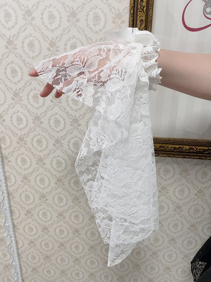 FLOWER RIBBON LACE CUFFS (WHITE)