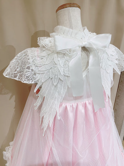 CROCHET LACE ANGEL WING DRESS (PINK Plain ver.)