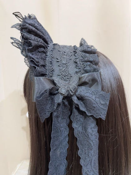 蝴蝶玫瑰迷你帽子(黑色)