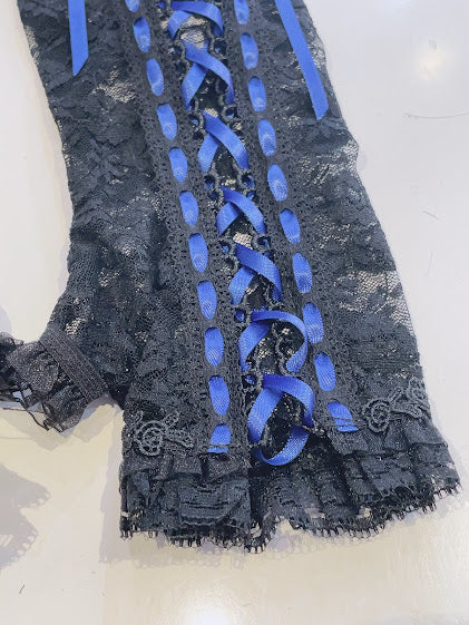 LACE UP LONG ARM WARMER (BLACK × BLUE)