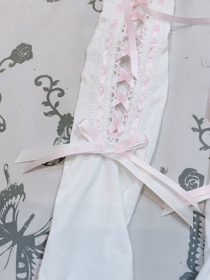 LACE-UP HIGH SOCKS (WHITE×PINK)