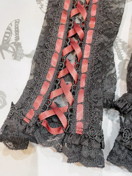 绑带长臂暖手(黑色X红色)