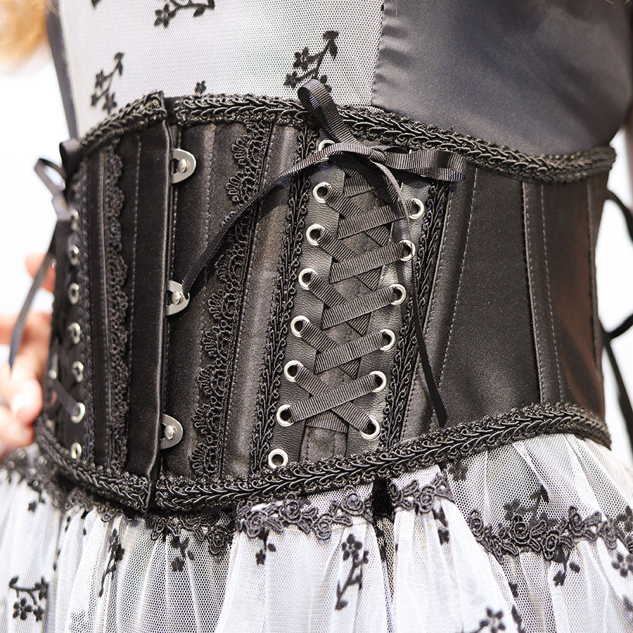 SIDE LACE UP BELT VERY SHORT CORSET (BLACK)