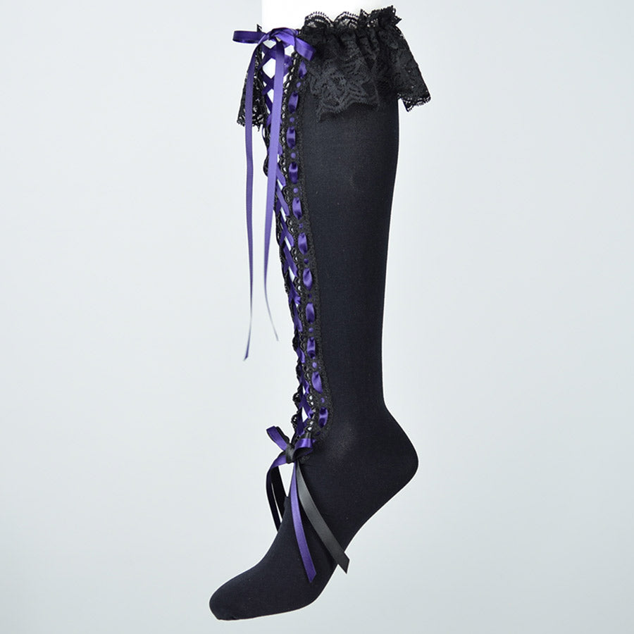 带状高袜(黑色X紫色)