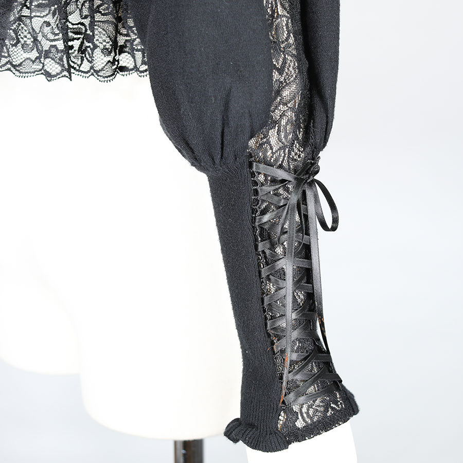 袖子花边高脖子Bolero(黑色)