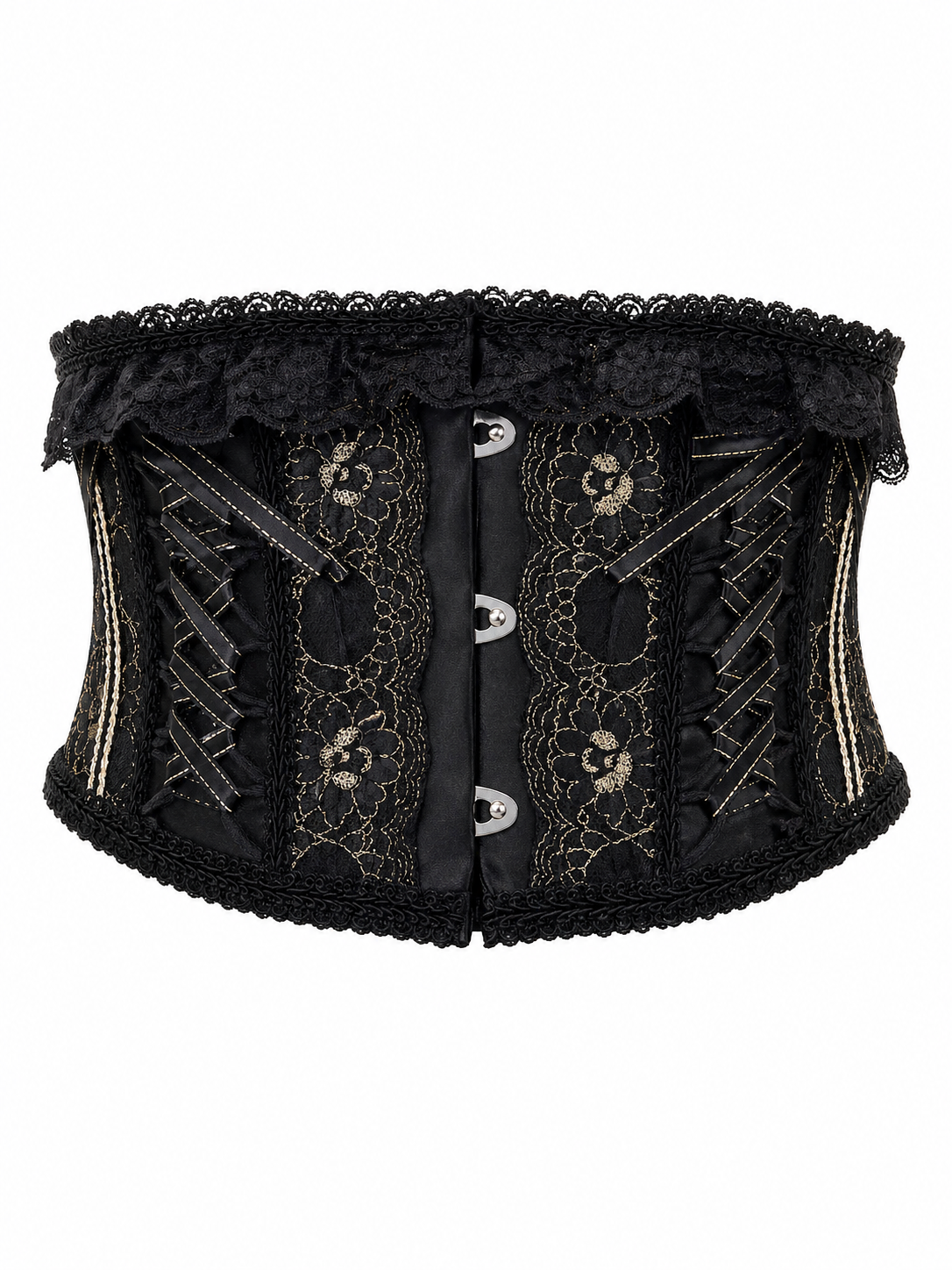 GOLD THREAD VERY SHORT CORSET (BLACK × GOLD)