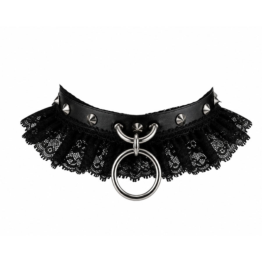 [Pre-order 3 weeks] ONE METALLIC RING SPIKE CHOKER (BLACK)