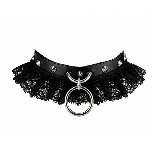 [予約3週間]ONE METALLIC RING SPIKE CHOKER (BLACK)