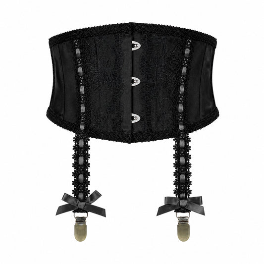 GARTER BELT-LIKE VERY SHORT CORSET (BLACK × BLACK)