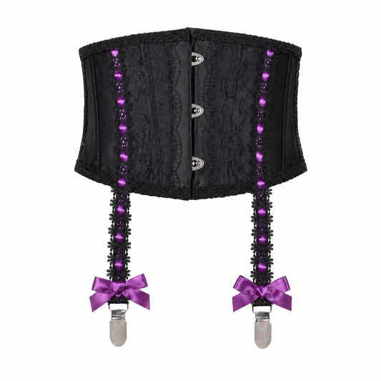 GARTER BELT-LIKE VERY SHORT CORSET (BLACK x PURPLE)