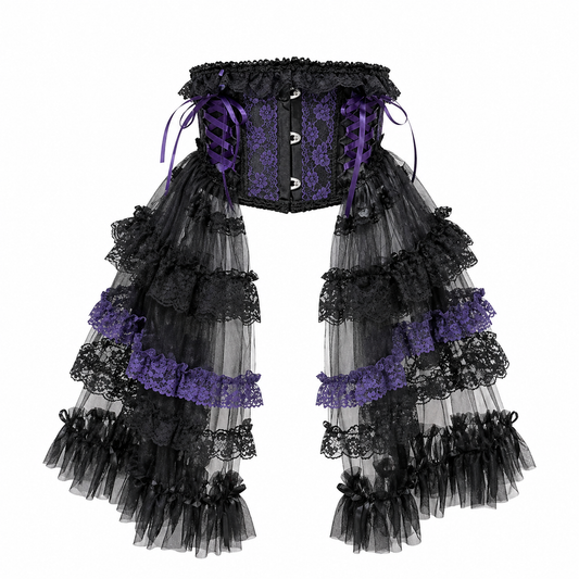 TIERED SIDE TAIL VERY SHORT CORSET (BLACK × PURPLE)