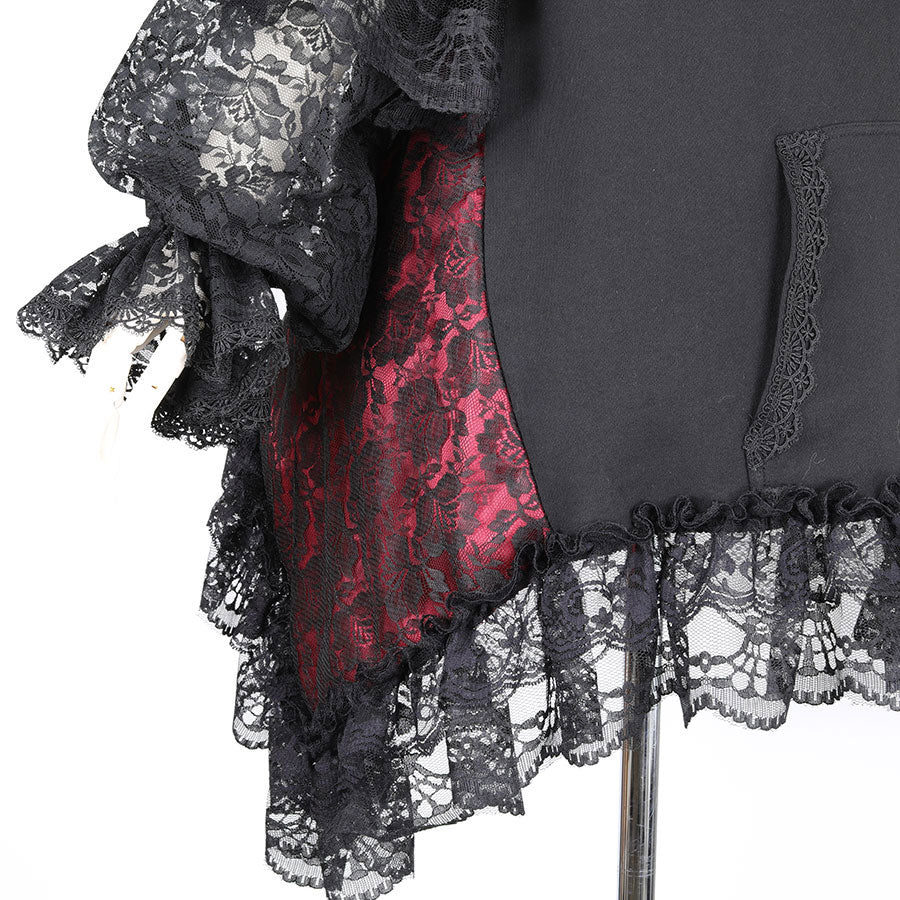 H＆A羊毛衬里的猫耳朵的拉面连衣裙（黑色X红色）