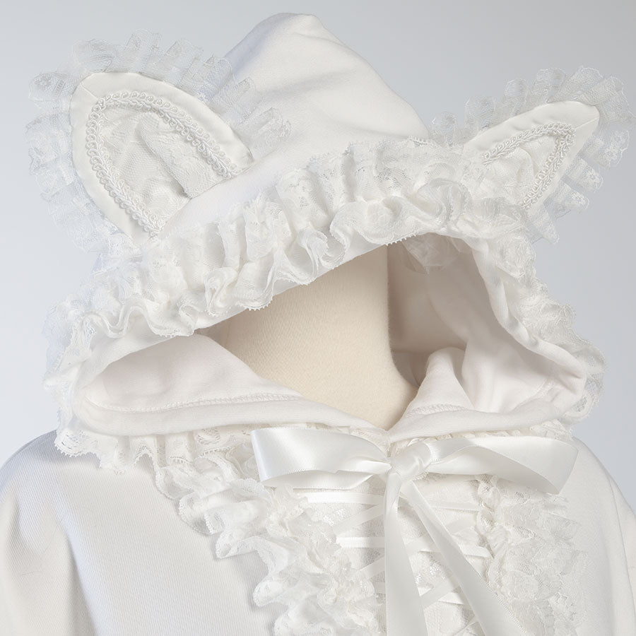 H&amp;A MINI LACE UP CAT EAR HOODIE (WHITE)