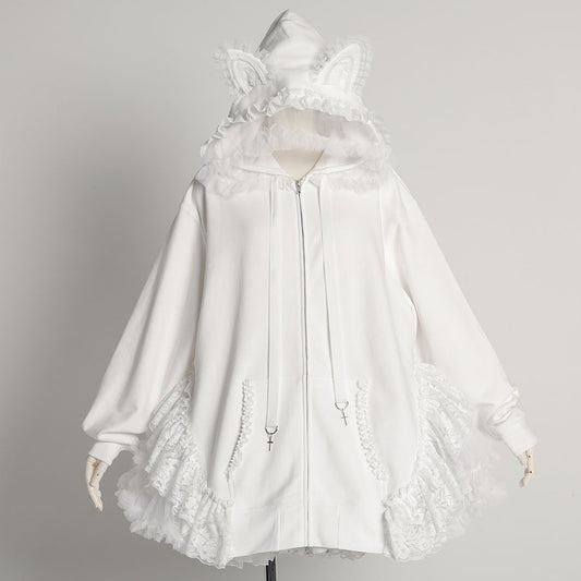 H&A VEIL FRILL DRESS PARKA (WHITE)