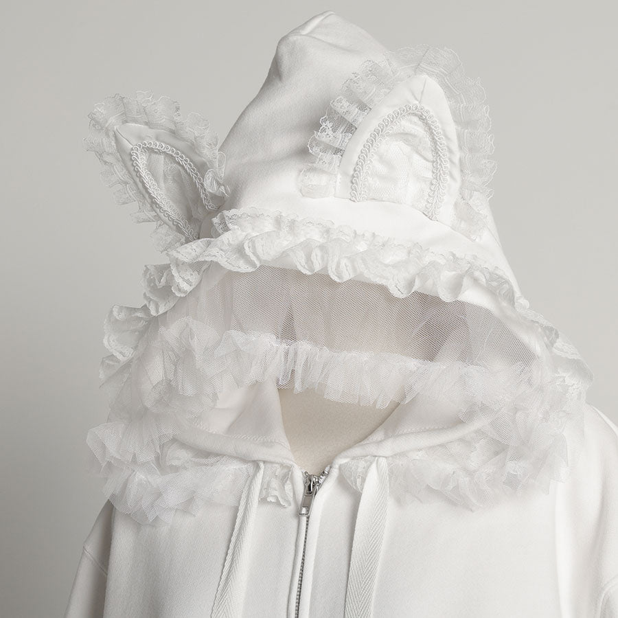 H&A VEIL FRILL DRESS PARKA (WHITE)